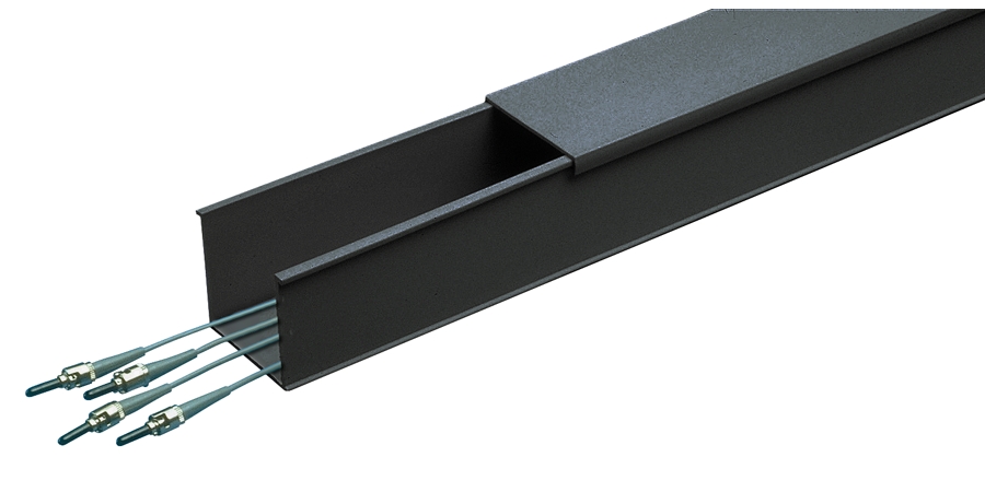 Fiber Routing Channel,4.2 in. Wd,4 in. Ht,6 ft. Lg,Black,Rigid PVC,CSA, UL