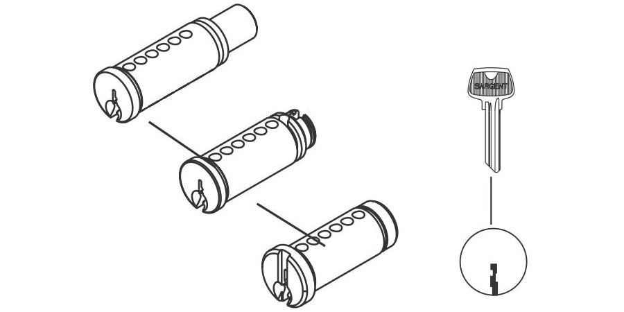 Cylinder Plug and Pin Assembly, LE Keyway, Satin Nickel Clear Coated ...
