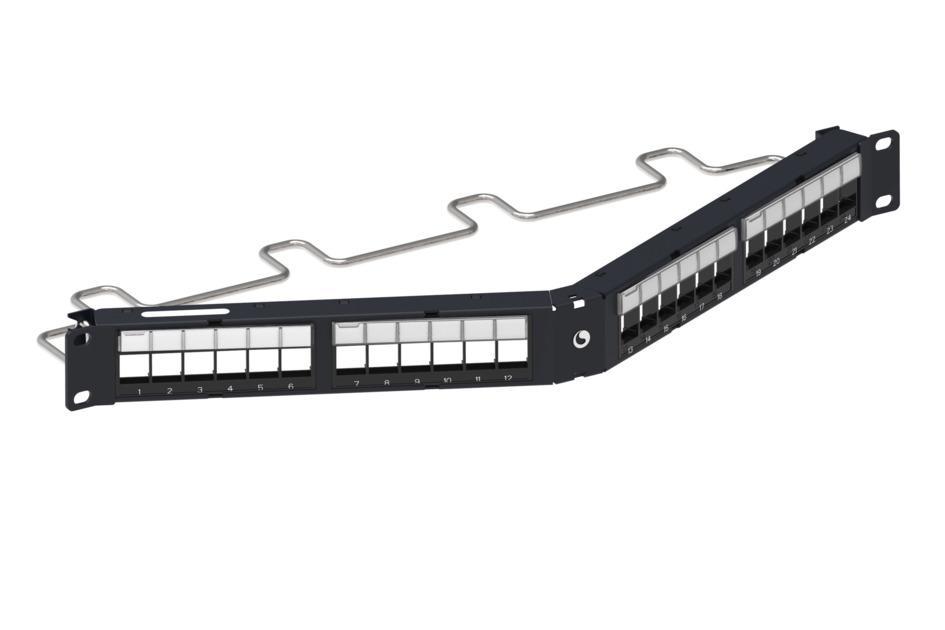 Module Patch Panel,RJ45,24 Port,1U Rack,Cat 6A,Shielded Shield,Angled ...